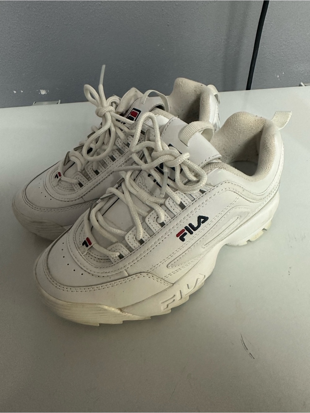 Fila Women Disruptor Sneakers with Navy & Red Logo